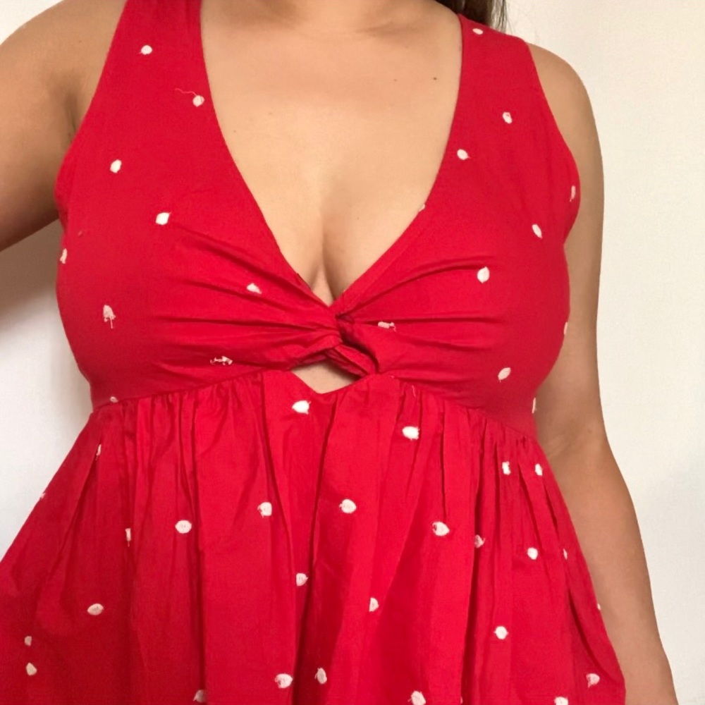 plunge neck peplum top